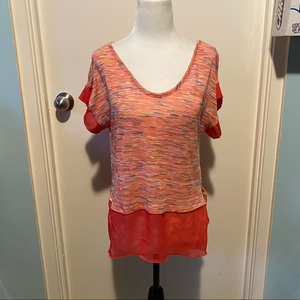 POET SHORT SLEEVE KNIT W/CHIFFON BOTTOM